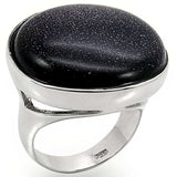 LOS401 - Rhodium 925 Sterling Silver Ring with Blue Sand in Montana - Alamode - Flyclothing LLC