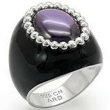 LOS406 - Silver 925 Sterling Silver Ring with AAA Grade CZ in Amethyst - Alamode - Flyclothing LLC