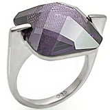 LOS409 - High-Polished 925 Sterling Silver Ring with AAA Grade CZ in Amethyst - Alamode - Flyclothing LLC