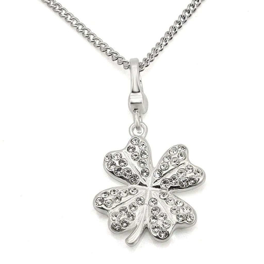 LOS425 - Silver 925 Sterling Silver Chain Pendant with Top Grade Crystal in Clear - Alamode - Flyclothing LLC