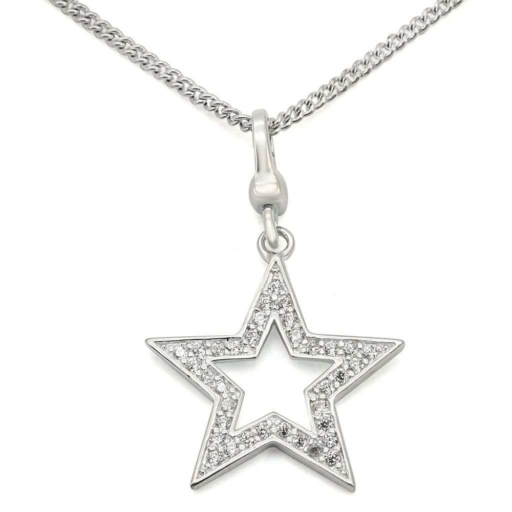 LOS441 - Silver 925 Sterling Silver Chain Pendant with AAA Grade CZ in Clear - Alamode - Flyclothing LLC