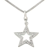 LOS441 - Silver 925 Sterling Silver Chain Pendant with AAA Grade CZ in Clear - Alamode - Flyclothing LLC