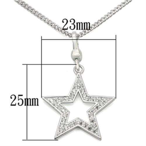 LOS441 - Silver 925 Sterling Silver Chain Pendant with AAA Grade CZ in Clear - Alamode - Flyclothing LLC