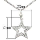 LOS441 - Silver 925 Sterling Silver Chain Pendant with AAA Grade CZ in Clear - Alamode - Flyclothing LLC