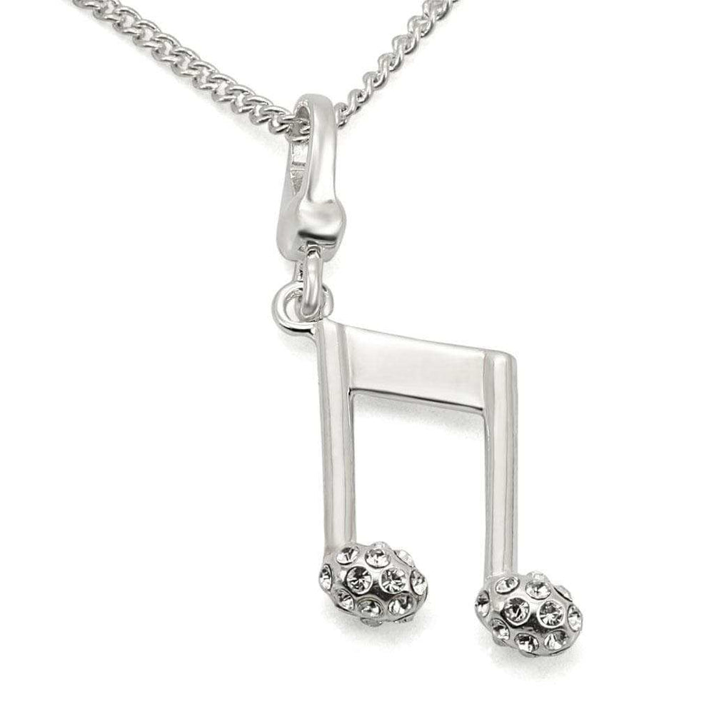 LOS443 - Silver 925 Sterling Silver Chain Pendant with Top Grade Crystal in Clear - Alamode - Flyclothing LLC