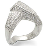 LOS453 - Silver 925 Sterling Silver Ring with AAA Grade CZ in Clear - Alamode - Flyclothing LLC