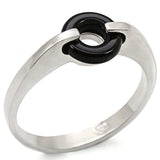 LOS456 - Silver 925 Sterling Silver Ring with Semi-Precious Agate in Jet - Alamode - Flyclothing LLC