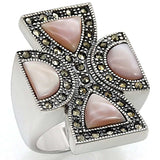 LOS458 - Antique Tone 925 Sterling Silver Ring with Precious Stone Conch in Rose - Alamode - Flyclothing LLC
