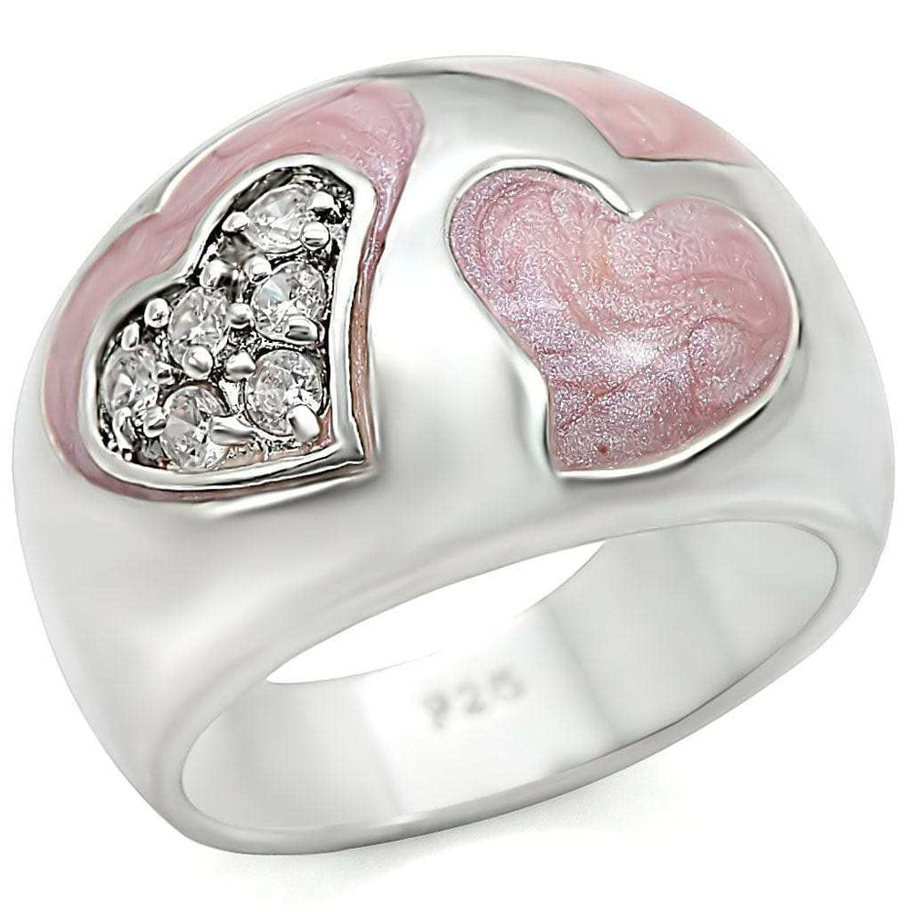 LOS467 - Rhodium 925 Sterling Silver Ring with AAA Grade CZ in Clear - Alamode - Flyclothing LLC