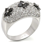 LOS468 - Rhodium + Ruthenium 925 Sterling Silver Ring with AAA Grade CZ in Black Diamond - Alamode - Flyclothing LLC