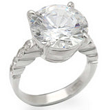 LOS472 - Silver 925 Sterling Silver Ring with AAA Grade CZ in Clear - Alamode - Flyclothing LLC