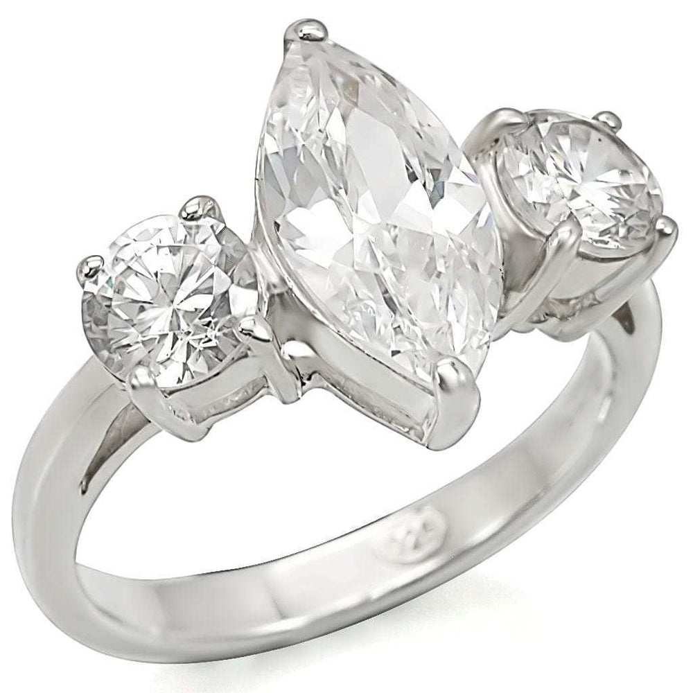 LOS474 - Silver 925 Sterling Silver Ring with AAA Grade CZ in Clear - Alamode - Flyclothing LLC
