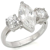 LOS474 - Silver 925 Sterling Silver Ring with AAA Grade CZ in Clear - Alamode - Flyclothing LLC