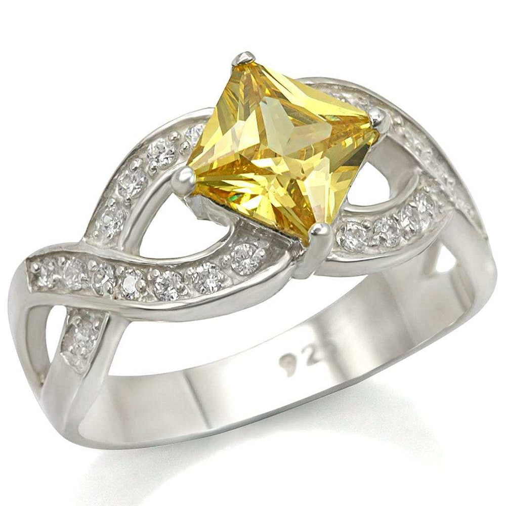 LOS475 - Silver 925 Sterling Silver Ring with AAA Grade CZ in Topaz - Alamode - Flyclothing LLC