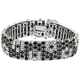 LOS476 - Rhodium 925 Sterling Silver Bracelet with AAA Grade CZ in Black Diamond - Alamode - Flyclothing LLC