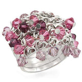 LOS477 - Rhodium 925 Sterling Silver Ring with Top Grade Crystal in Multi Color - Alamode - Flyclothing LLC