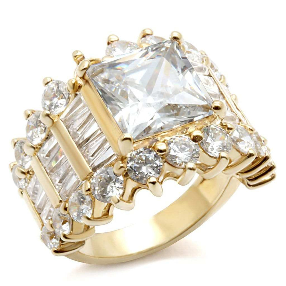 LOS481 - Gold 925 Sterling Silver Ring with AAA Grade CZ in Clear - Alamode - Flyclothing LLC
