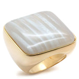 LOS492 - Gold 925 Sterling Silver Ring with Semi-Precious Agate in Multi Color - Alamode - Flyclothing LLC