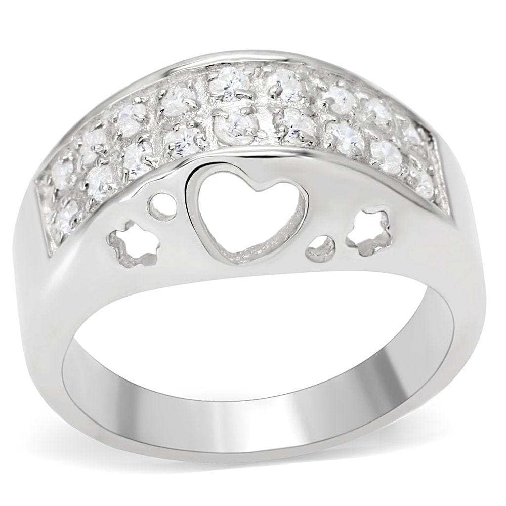 LOS506 - Silver 925 Sterling Silver Ring with AAA Grade CZ in Clear - Alamode - Flyclothing LLC