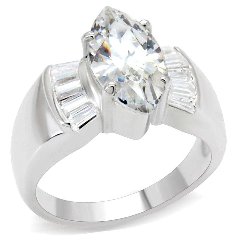 LOS517 - Silver 925 Sterling Silver Ring with AAA Grade CZ in Clear - Alamode - Flyclothing LLC