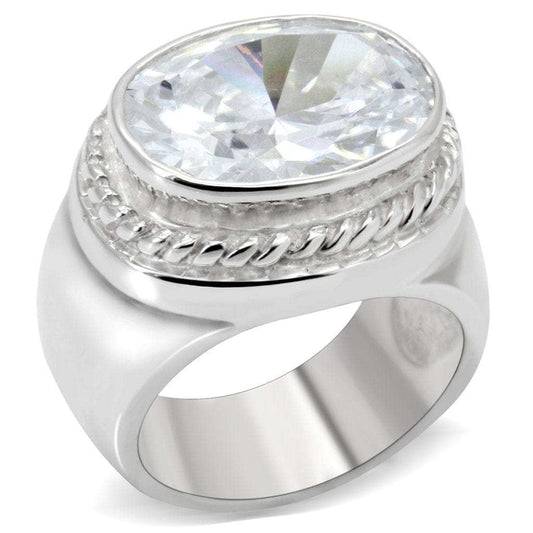 LOS519 - Silver 925 Sterling Silver Ring with AAA Grade CZ in Clear - Alamode - Flyclothing LLC