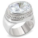 LOS519 - Silver 925 Sterling Silver Ring with AAA Grade CZ in Clear - Alamode - Flyclothing LLC