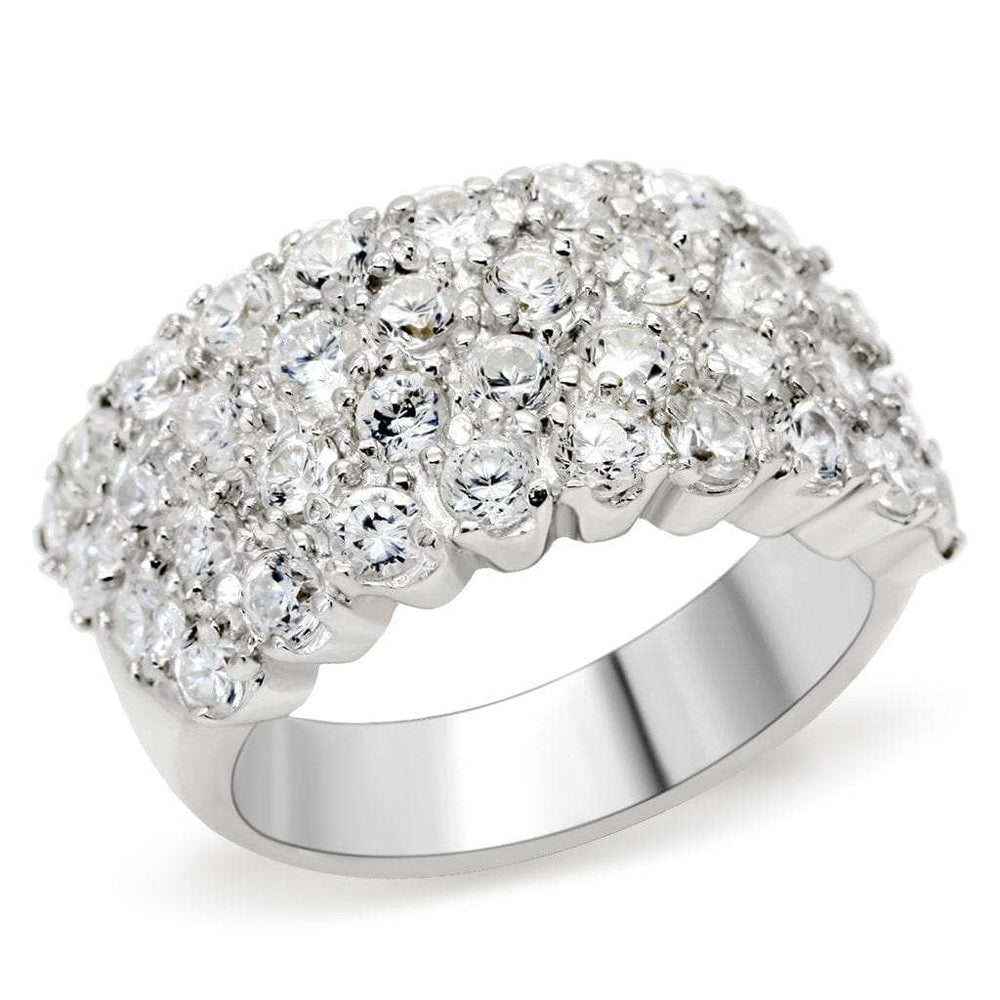 LOS520 - Silver 925 Sterling Silver Ring with AAA Grade CZ in Clear - Alamode - Flyclothing LLC