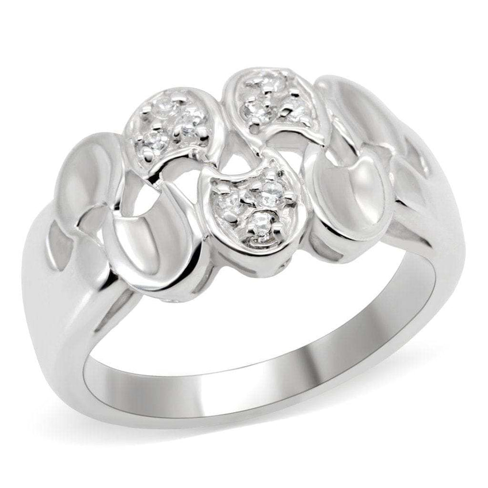 LOS523 - Silver 925 Sterling Silver Ring with AAA Grade CZ in Clear - Alamode - Flyclothing LLC