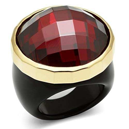 LOS525 - Gold 925 Sterling Silver Ring with AAA Grade CZ in Garnet - Alamode - Flyclothing LLC