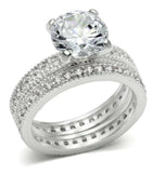 LOS527 - Rhodium 925 Sterling Silver Ring with AAA Grade CZ in Clear - Alamode - Flyclothing LLC