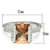 LOS528 - Rhodium 925 Sterling Silver Ring with AAA Grade CZ in Champagne - Alamode - Flyclothing LLC