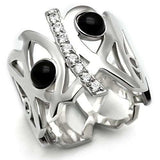 LOS532 - Silver 925 Sterling Silver Ring with Semi-Precious Onyx in Jet - Alamode - Flyclothing LLC