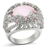 LOS536 - Silver 925 Sterling Silver Ring with Synthetic Synthetic Glass in Light Rose - Alamode - Flyclothing LLC