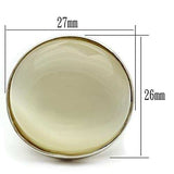 LOS537 - Silver 925 Sterling Silver Ring with Synthetic Cat Eye in White - Alamode - Flyclothing LLC