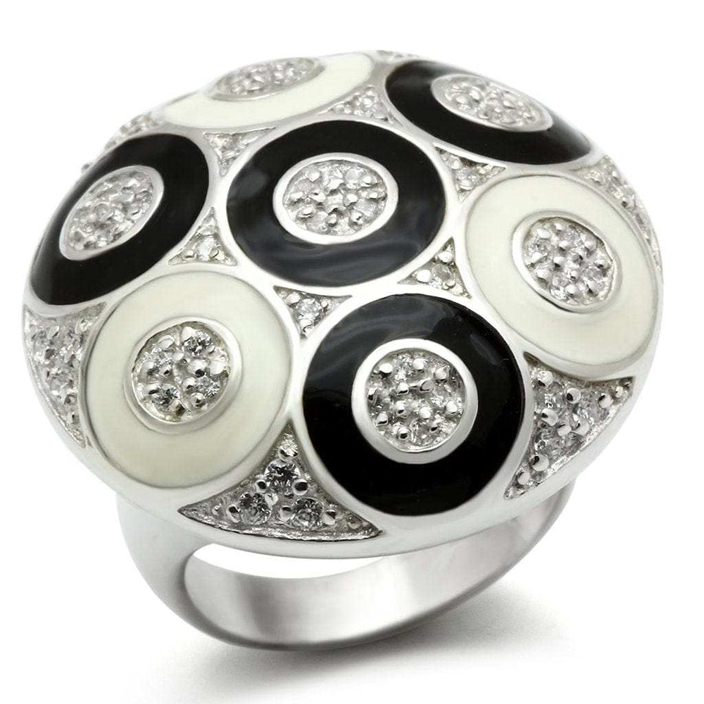 LOS541 - Silver 925 Sterling Silver Ring with AAA Grade CZ in Clear - Alamode - Flyclothing LLC