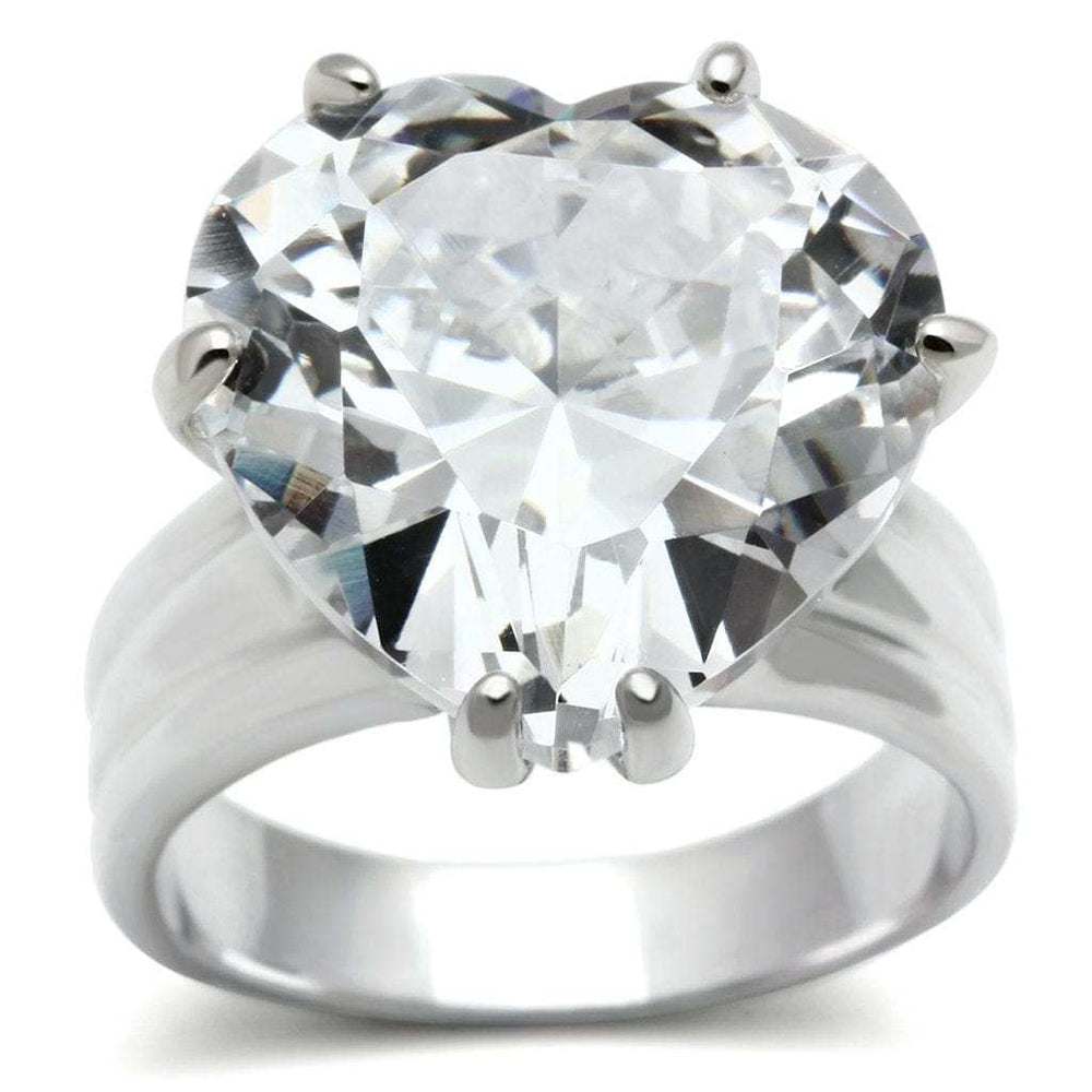 LOS543 - Silver 925 Sterling Silver Ring with AAA Grade CZ in Clear - Alamode - Flyclothing LLC