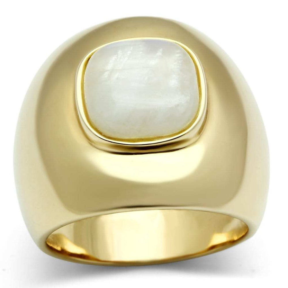 LOS544 - Gold 925 Sterling Silver Ring with Semi-Precious Moon Stone in White - Alamode - Flyclothing LLC