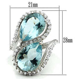 LOS548 - Silver 925 Sterling Silver Ring with Synthetic Synthetic Glass in Sea Blue - Alamode - Flyclothing LLC