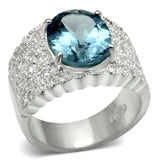 LOS551 - Silver 925 Sterling Silver Ring with Synthetic Spinel in Sea Blue - Alamode - Flyclothing LLC