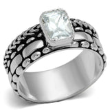 LOS553 - Silver 925 Sterling Silver Ring with AAA Grade CZ in Clear - Alamode - Flyclothing LLC