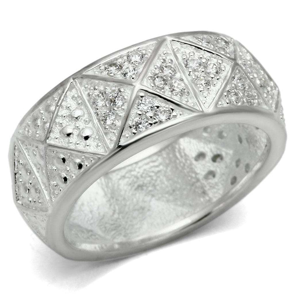 LOS559 - Silver 925 Sterling Silver Ring with AAA Grade CZ in Clear - Alamode - Flyclothing LLC