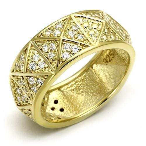 LOS560 - Gold 925 Sterling Silver Ring with AAA Grade CZ in Clear - Alamode - Flyclothing LLC