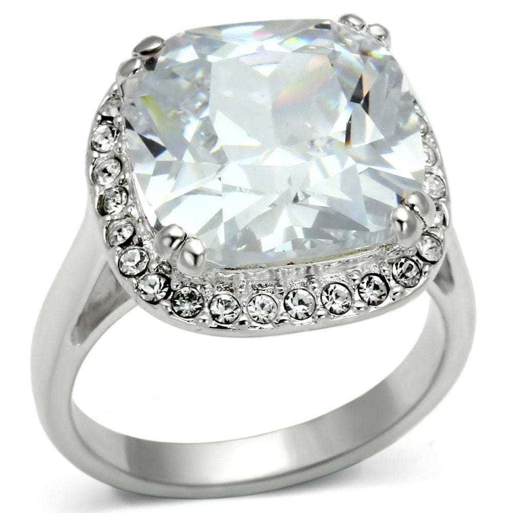 LOS561 - Silver 925 Sterling Silver Ring with AAA Grade CZ in Clear - Alamode - Flyclothing LLC