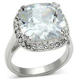 LOS561 - Silver 925 Sterling Silver Ring with AAA Grade CZ in Clear - Alamode - Flyclothing LLC