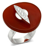 LOS565 - Rhodium 925 Sterling Silver Ring with Semi-Precious Agate in Garnet - Alamode - Flyclothing LLC