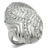 LOS569 - Rhodium 925 Sterling Silver Ring with AAA Grade CZ in Clear - Alamode - Flyclothing LLC