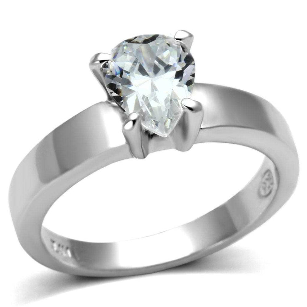 LOS584 - Rhodium 925 Sterling Silver Ring with AAA Grade CZ in Clear - Alamode - Flyclothing LLC