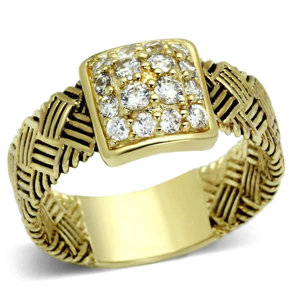 LOS598 - Gold 925 Sterling Silver Ring with AAA Grade CZ in Clear - Alamode - Flyclothing LLC