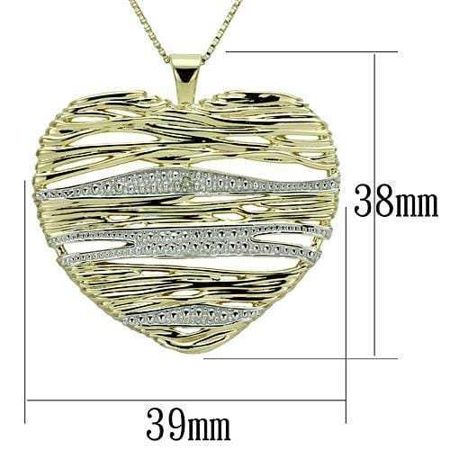 LOS599 - Gold+Rhodium 925 Sterling Silver Necklace with AAA Grade CZ in Clear - Alamode - Flyclothing LLC