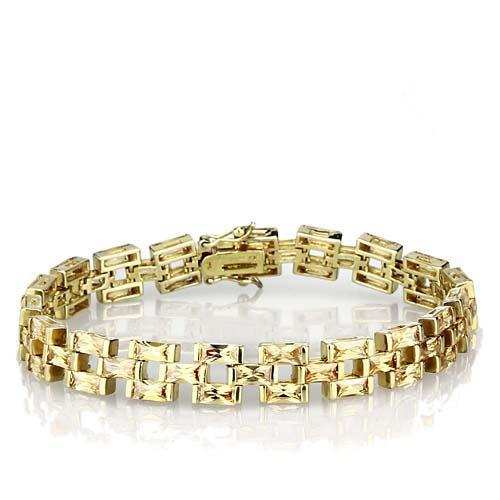 LOS601 - Gold 925 Sterling Silver Bracelet with AAA Grade CZ in Champagne - Alamode - Flyclothing LLC